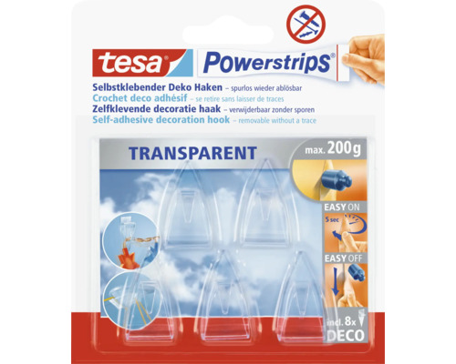 tesa Powerstrips zelfklevende decoratieve haken, 5 haken / 8 strips