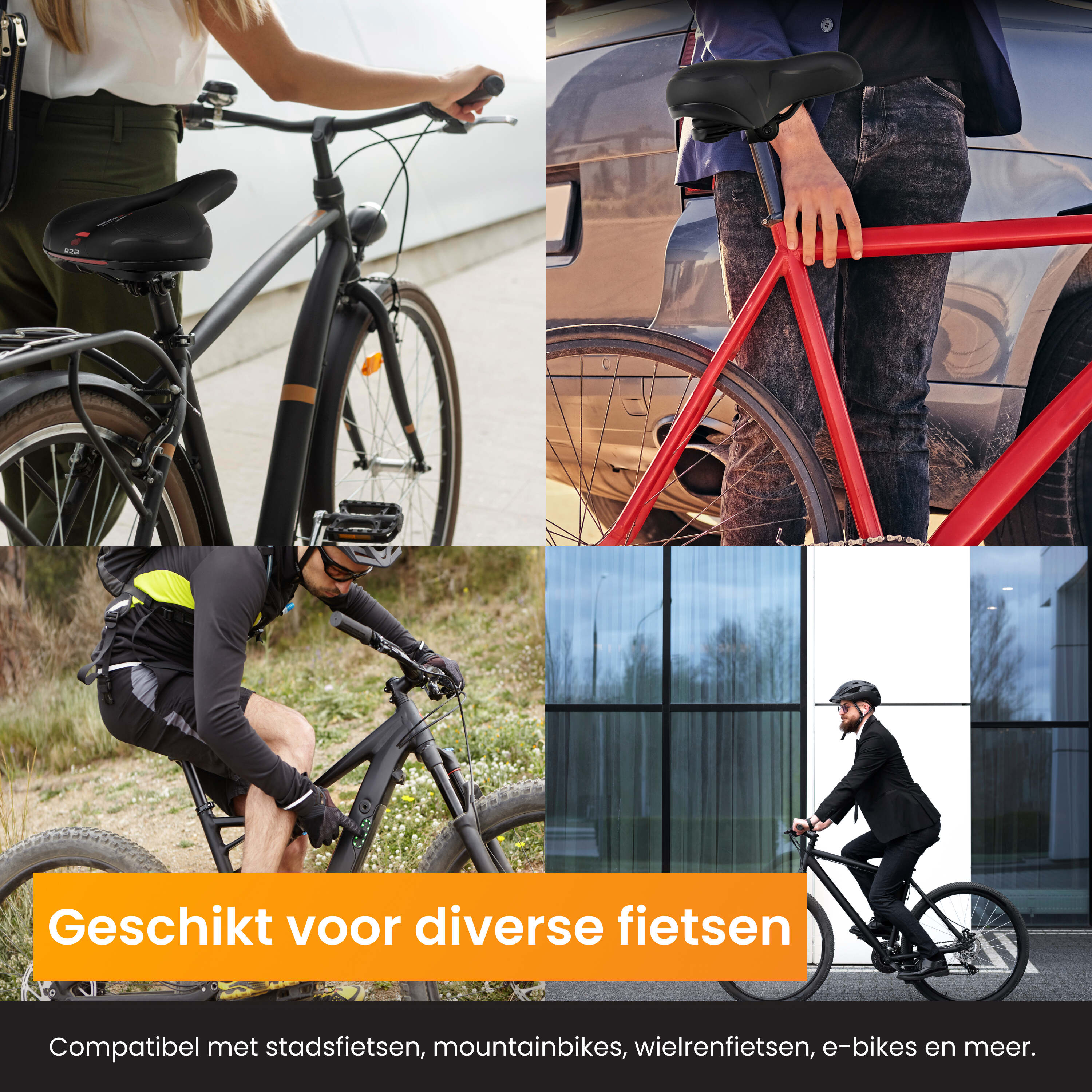 R2B Fietszadel - Inclusief Waterdichte Zadelhoes - Zwart