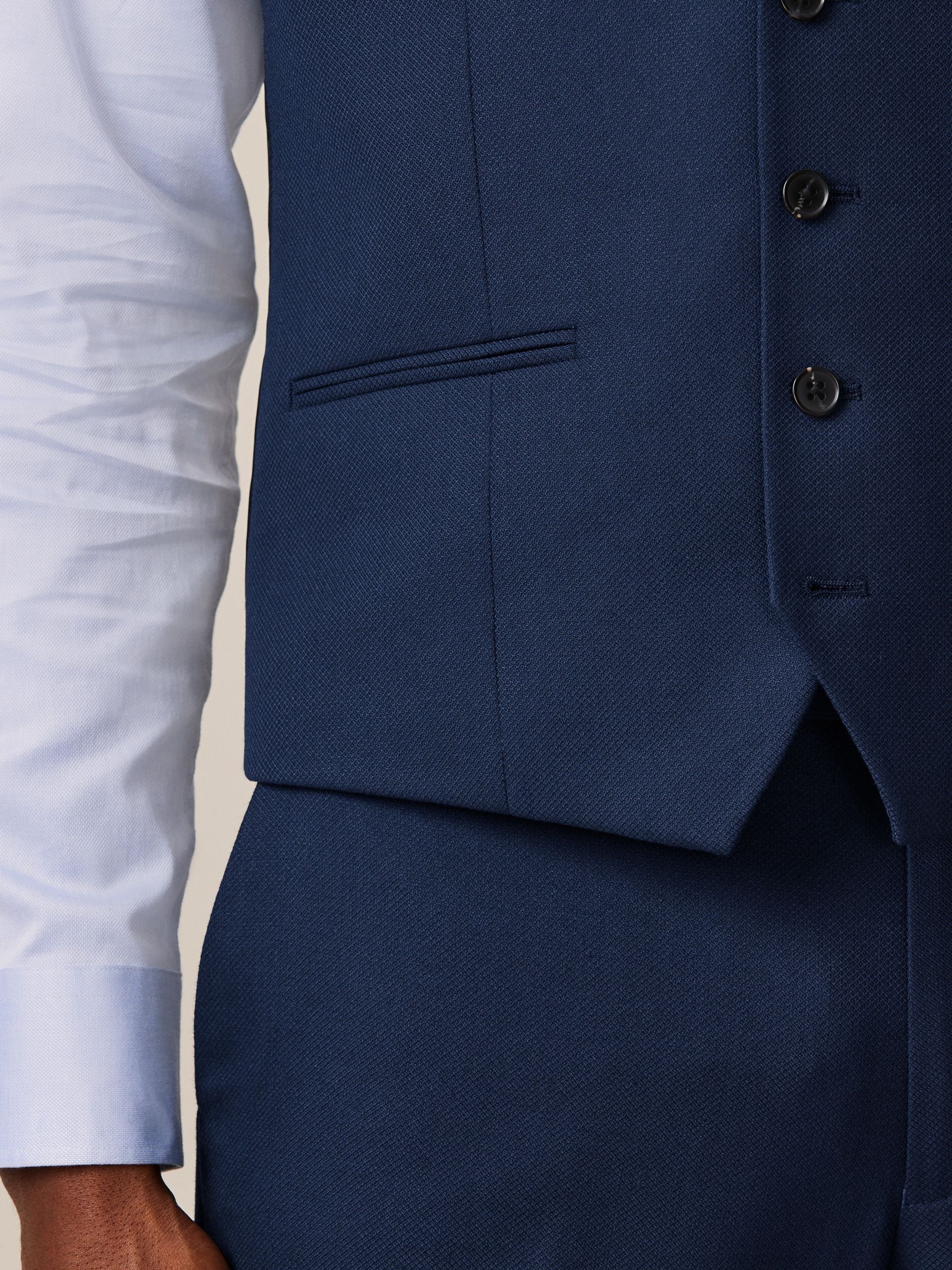 Helderblauw - Herenvest met textuur