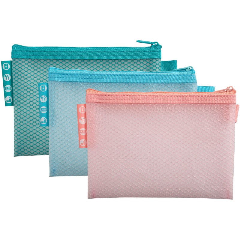 Pochettes de rangement à zip A6 Exacompta Chromaline couleurs assorties