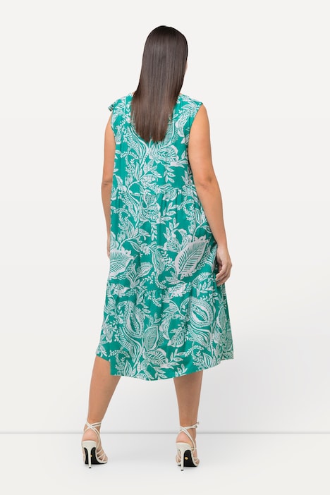 Kleid, Blätter, Zierschleife, Rundhals, ärmellos