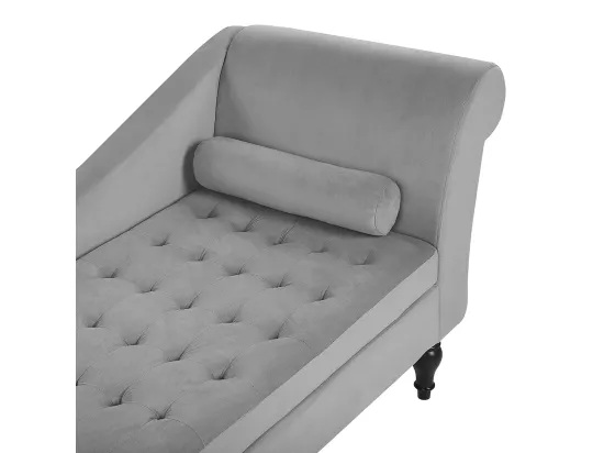 Chaise longue en velours gris clair avec rangement PESSAC II