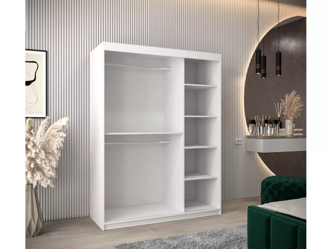 ARMOIRE MONACO À PORTES COULISSANTES 200/150/62 2 Portes (Blanc/Blanc)