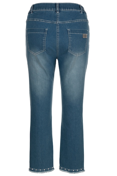 7/8-Jeans, Slim Fit, Fransensaum mit Zierperlen, 5-Pocket