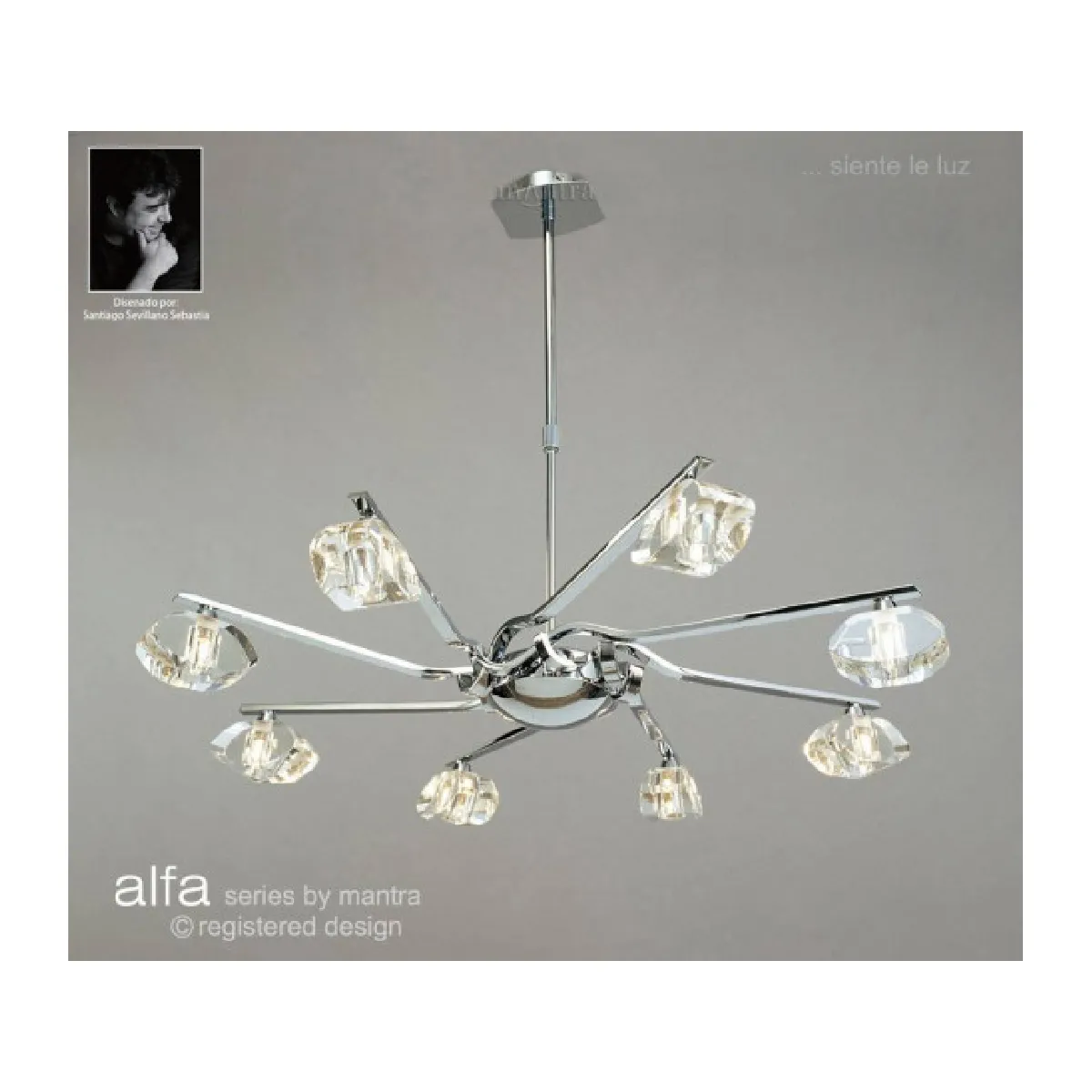 Luminaire Center Suspension Alfa - Chrome poli Transparent