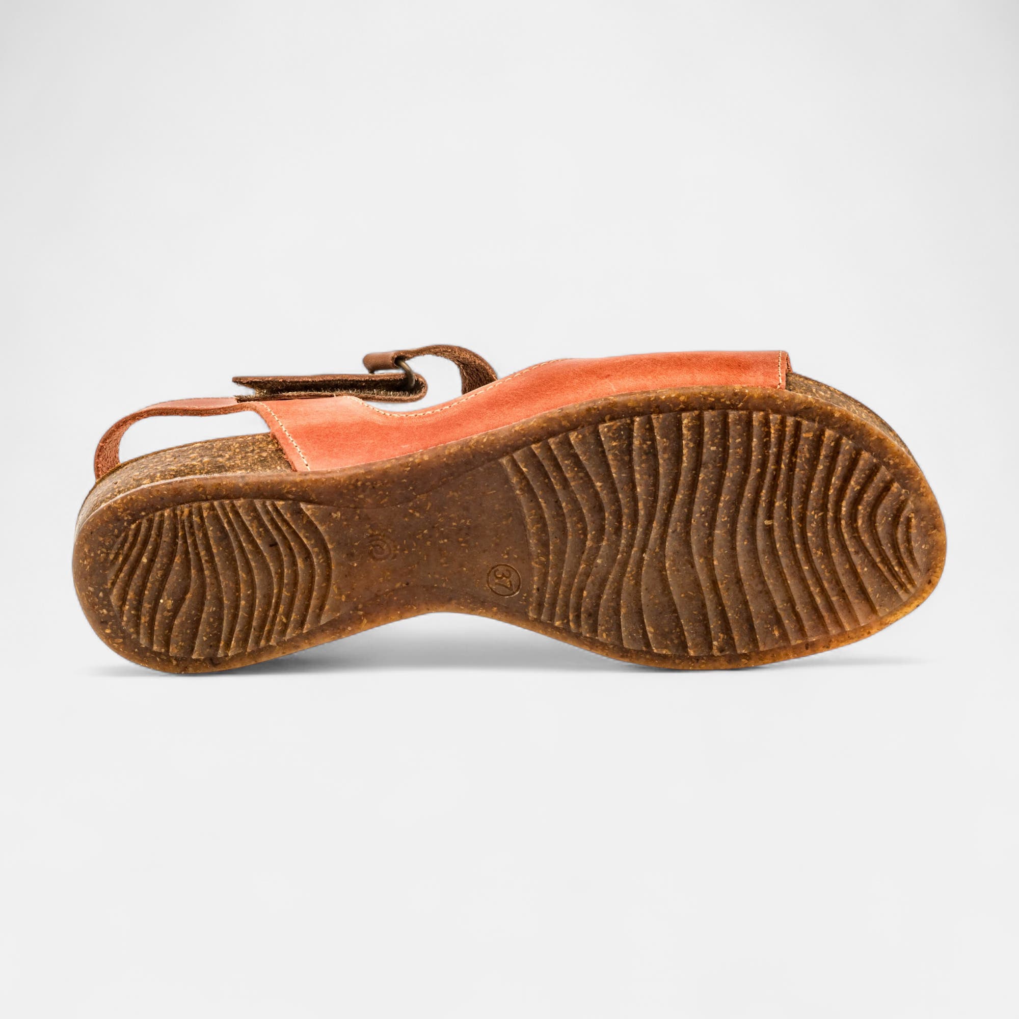 Mules semelle liège Femme en cuir corail