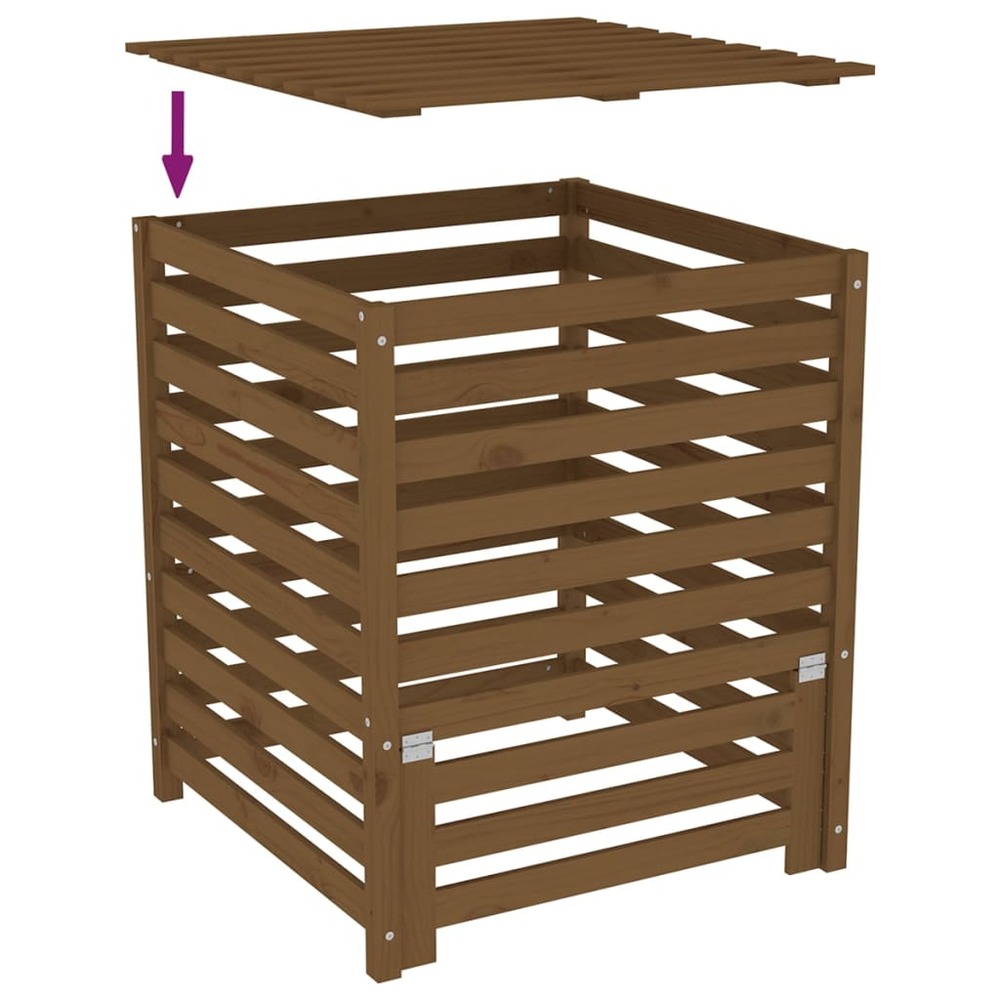 Composteur marron miel 82,5x82,5x99,5 cm bois massif de pin