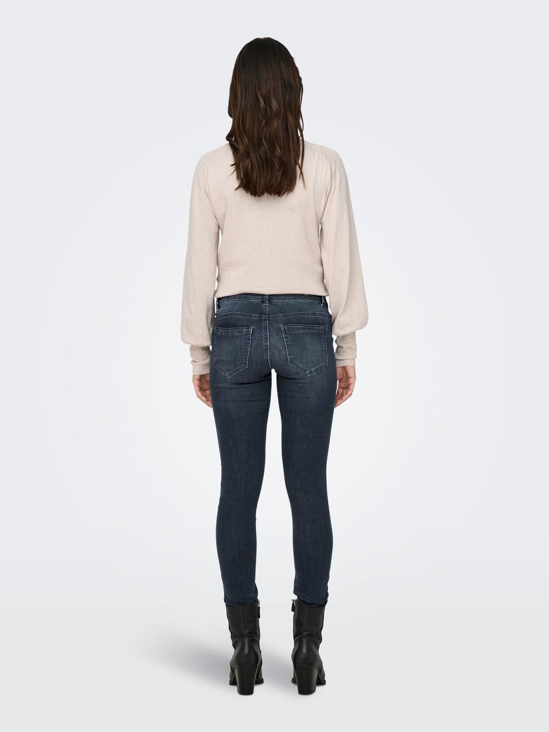 OLMWAUW Mittlere Taille Skinny Fit Jeans Blue Black Denim