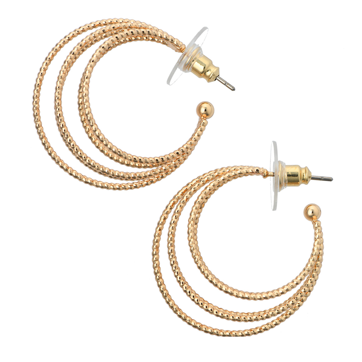 Gina Damen Creolen in mehrreihigem Design gold