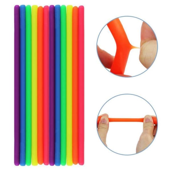 12-pak Stretchy Noodle String Neon Children Fidget Sensorisk leketøy - Blandede farger