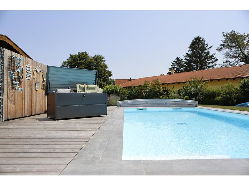 Colibri Gartenbox S mit Schloss, 135 x 65 x 73 cm, Anthrazi Aufbewahrungsbox für den Garten