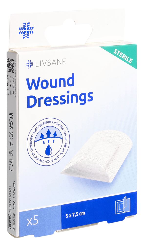 LIVSANE Sterile Wound Dressings<br>5 Stück, 5x7.5cm