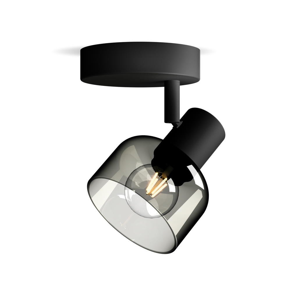 Sleet wand- en plafondlamp in zwart-transparant en zwart E14