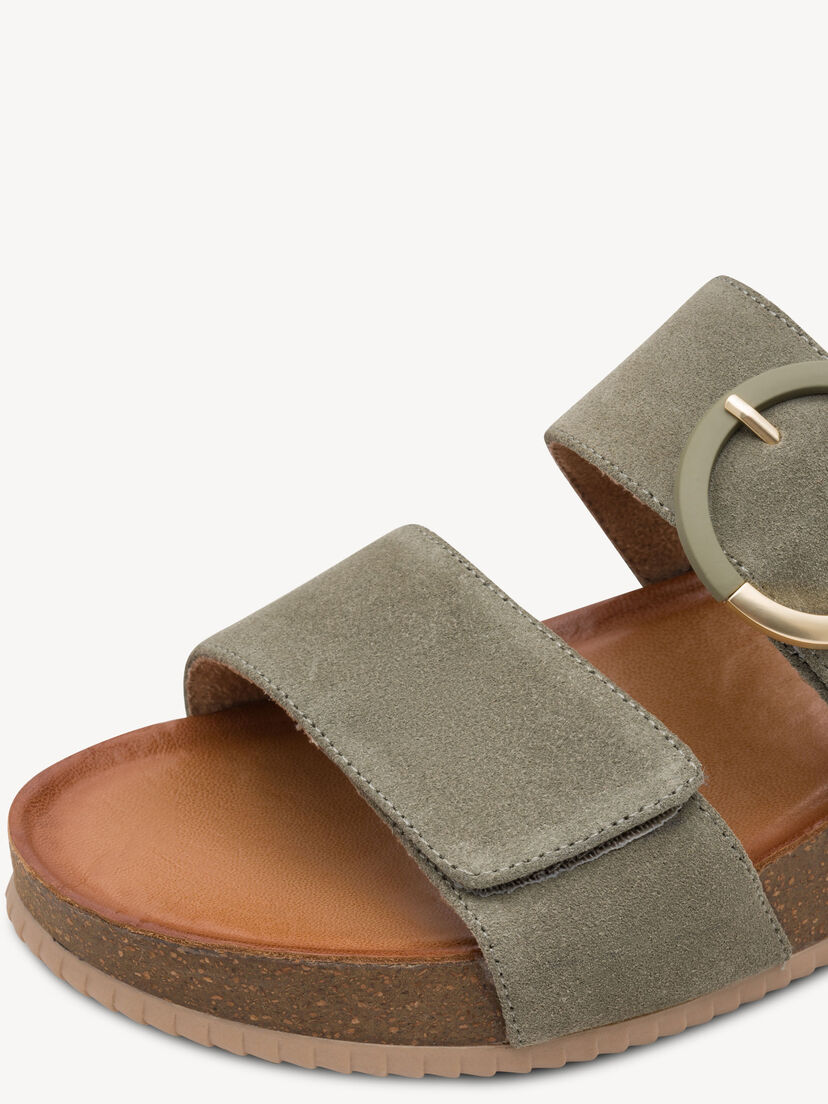 Leren Slipper - khaki
