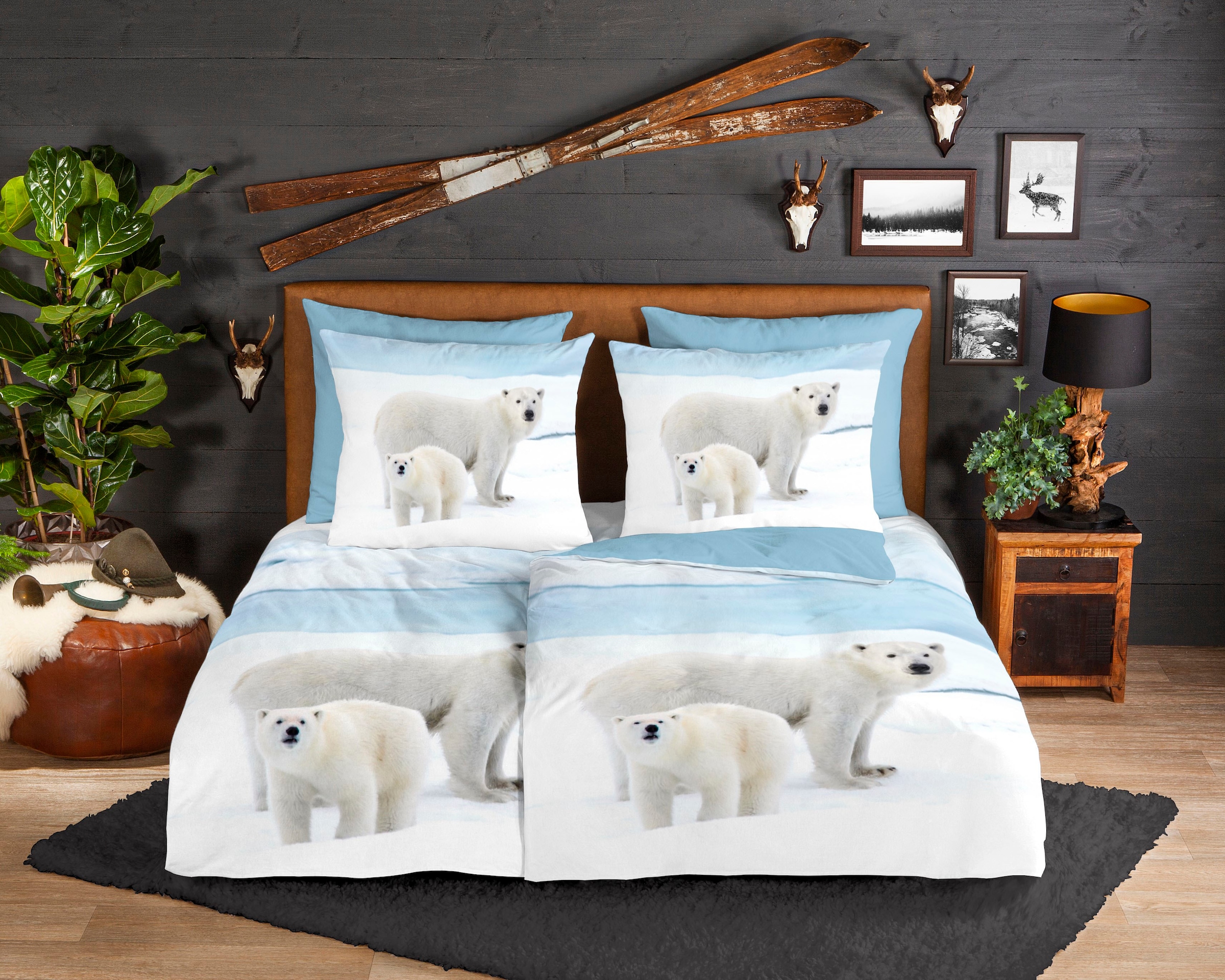 good morning Wendebettwäsche »Care« 2 Stk. tlg. Biber, 135x200, Warm, Weich, Wendeoptik, Reissverschluss, Winter, Blau