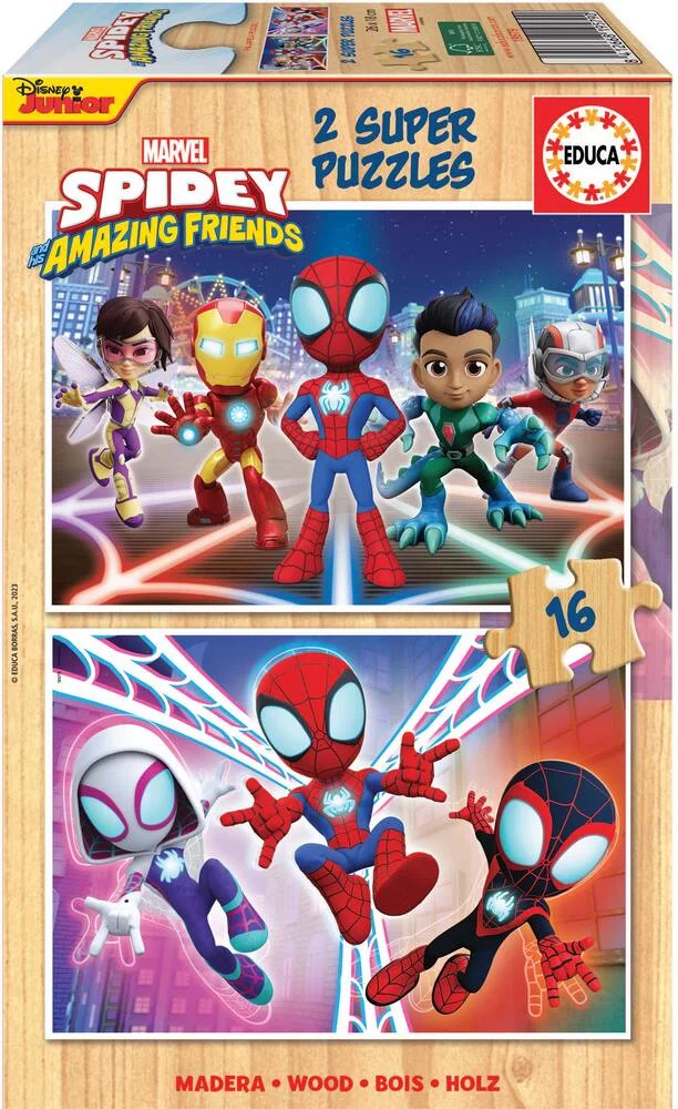 SPIDEY ET HIS AMAZING FRIENDS -PUZZLE 2 X 16  PIECES BOIS