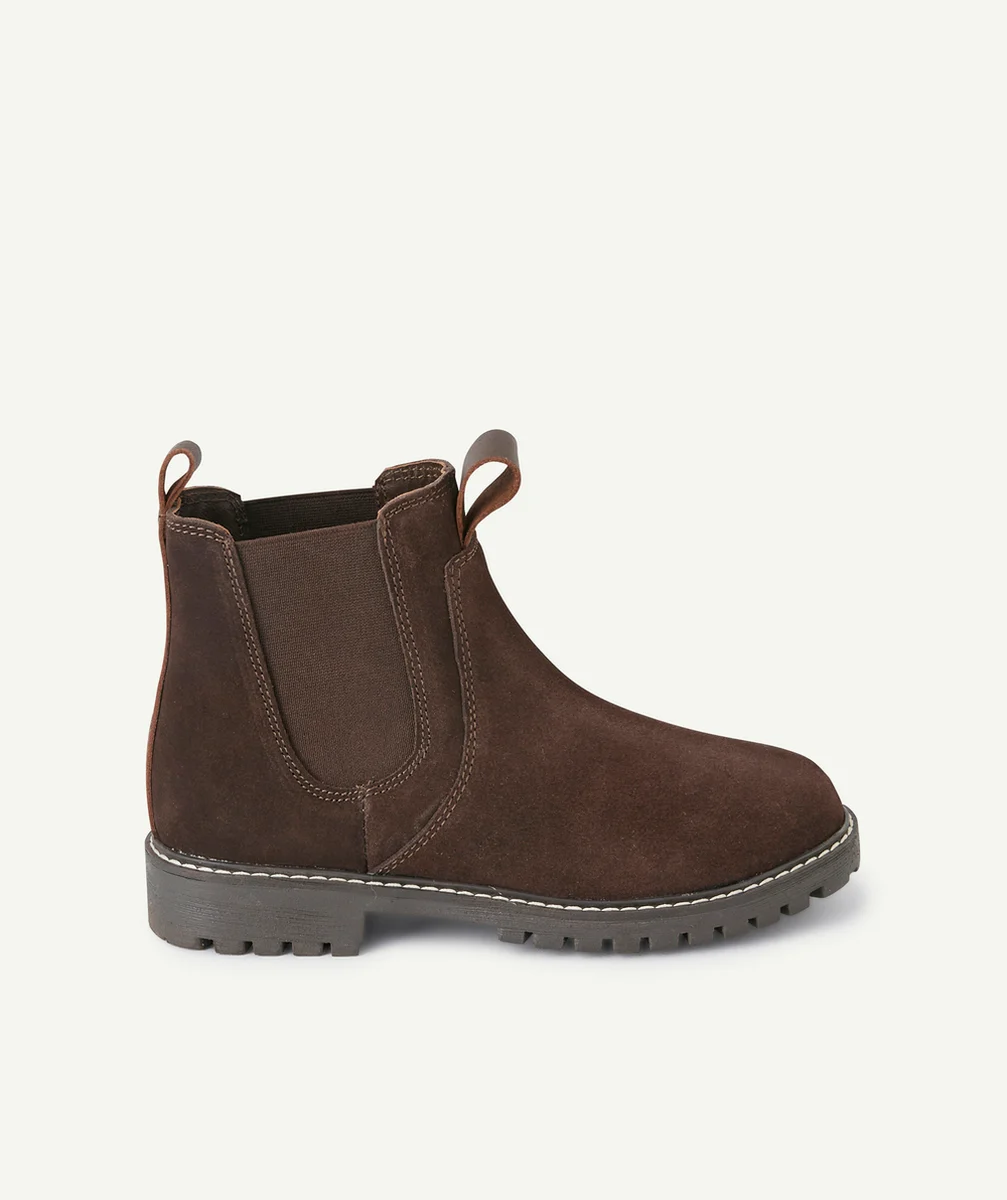 BOTTINES GARÇON EN CUIR MARRON