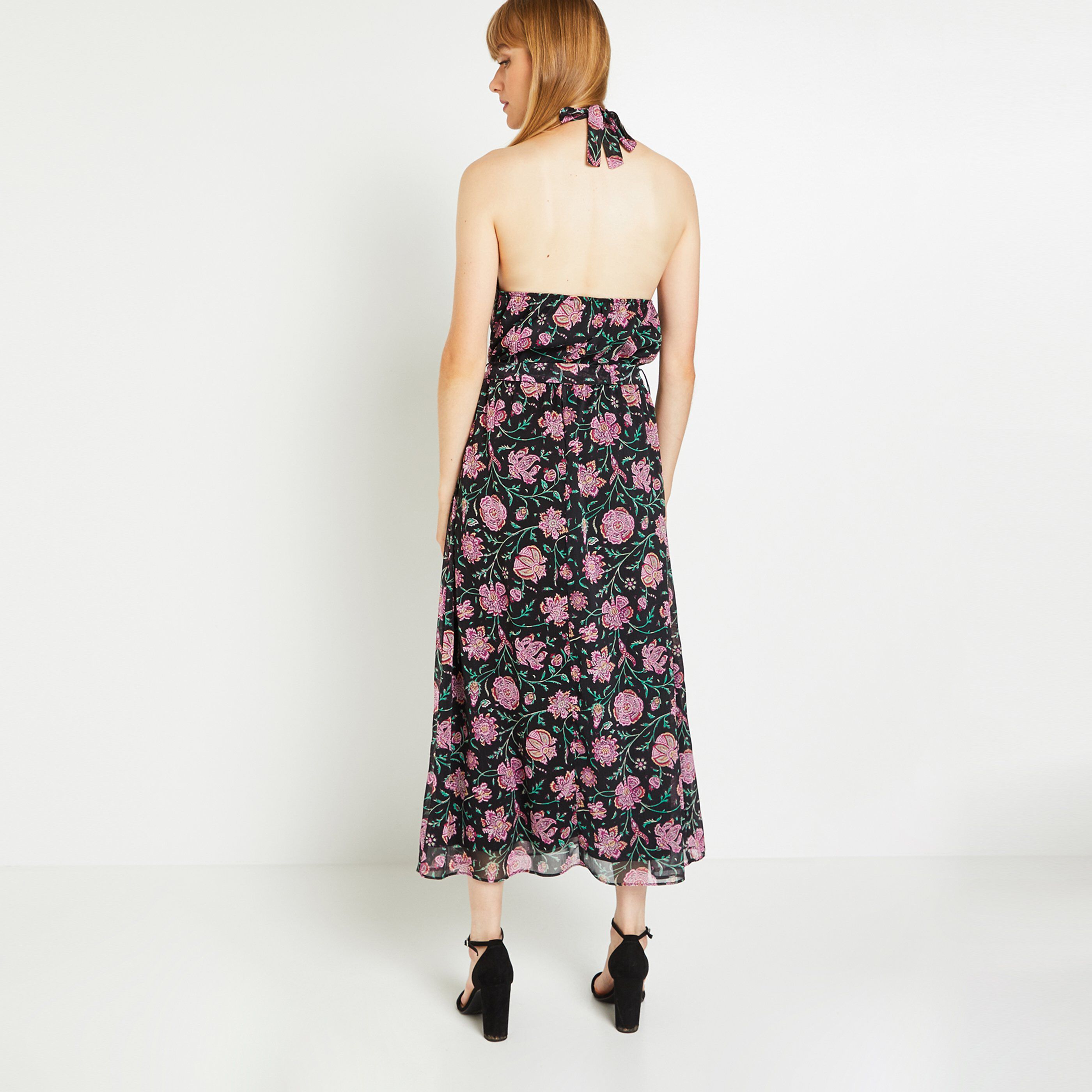 Robe longue imprimée femme - NOIR