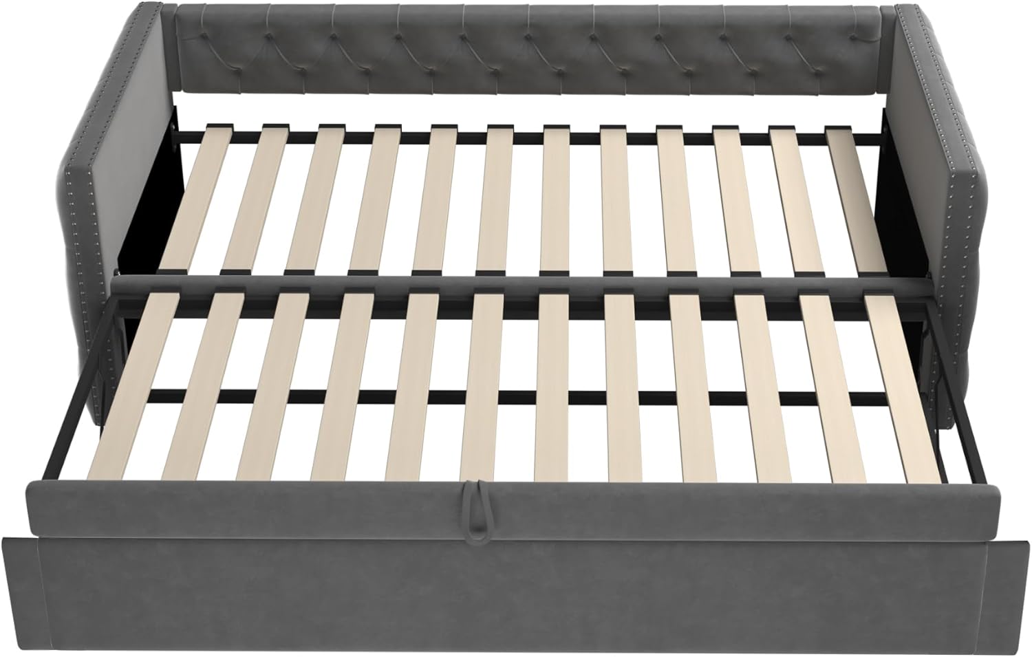 SogesPower Modernes 90x200 cm Schlafsofa, Multifunktionales Design als Tagesbett & Sofa, Atmungsaktiver Samtbezug, Mit hochwertigem Lattenrost