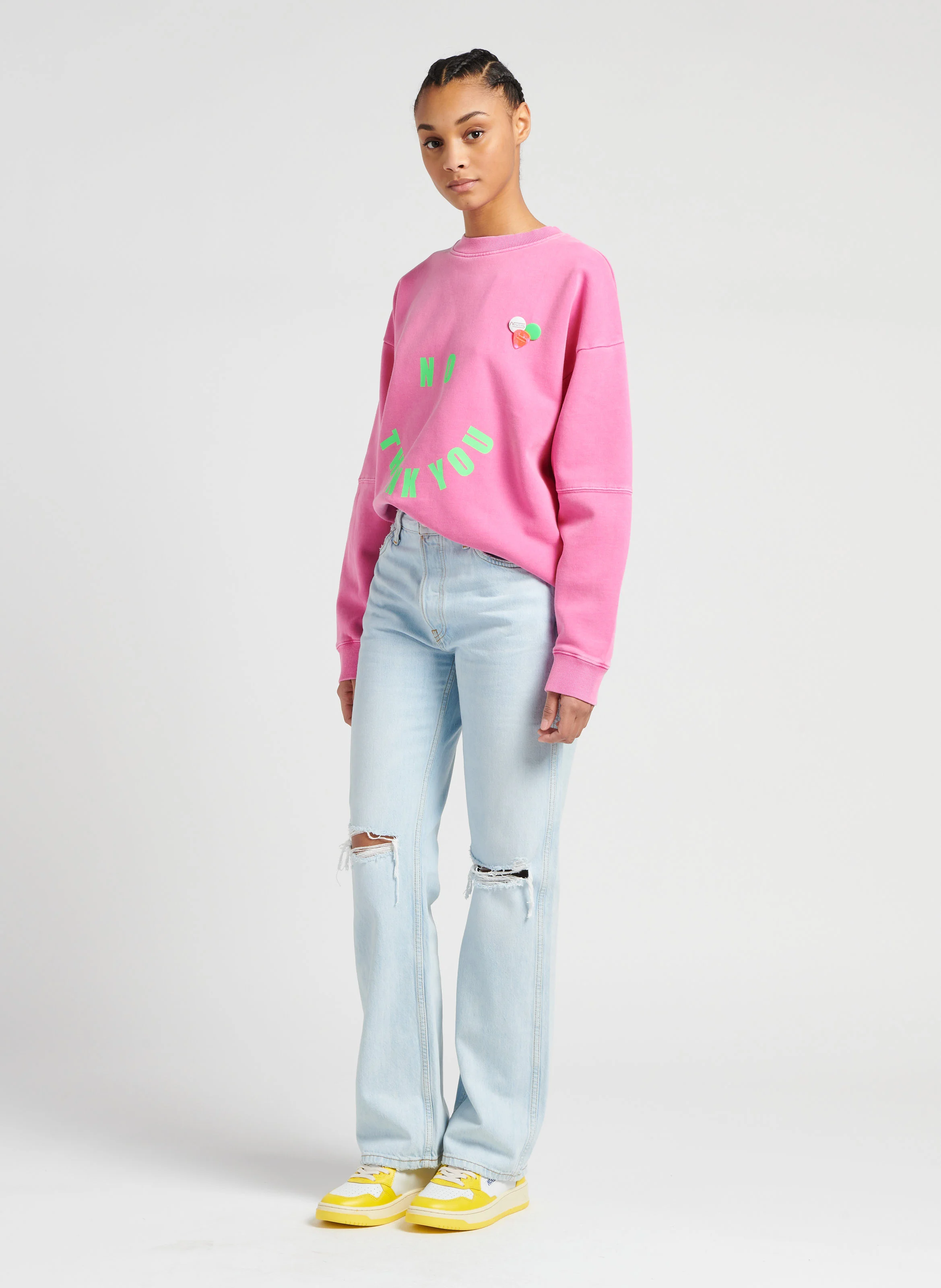 90S HIGH RISE - Jean droit taille haute en coton délavé | Jean Délavé