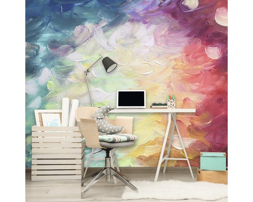 Vliesbehang 12921V4 Kleurrijk mozaïek aquarel 2-delige set 254 x 184 cm