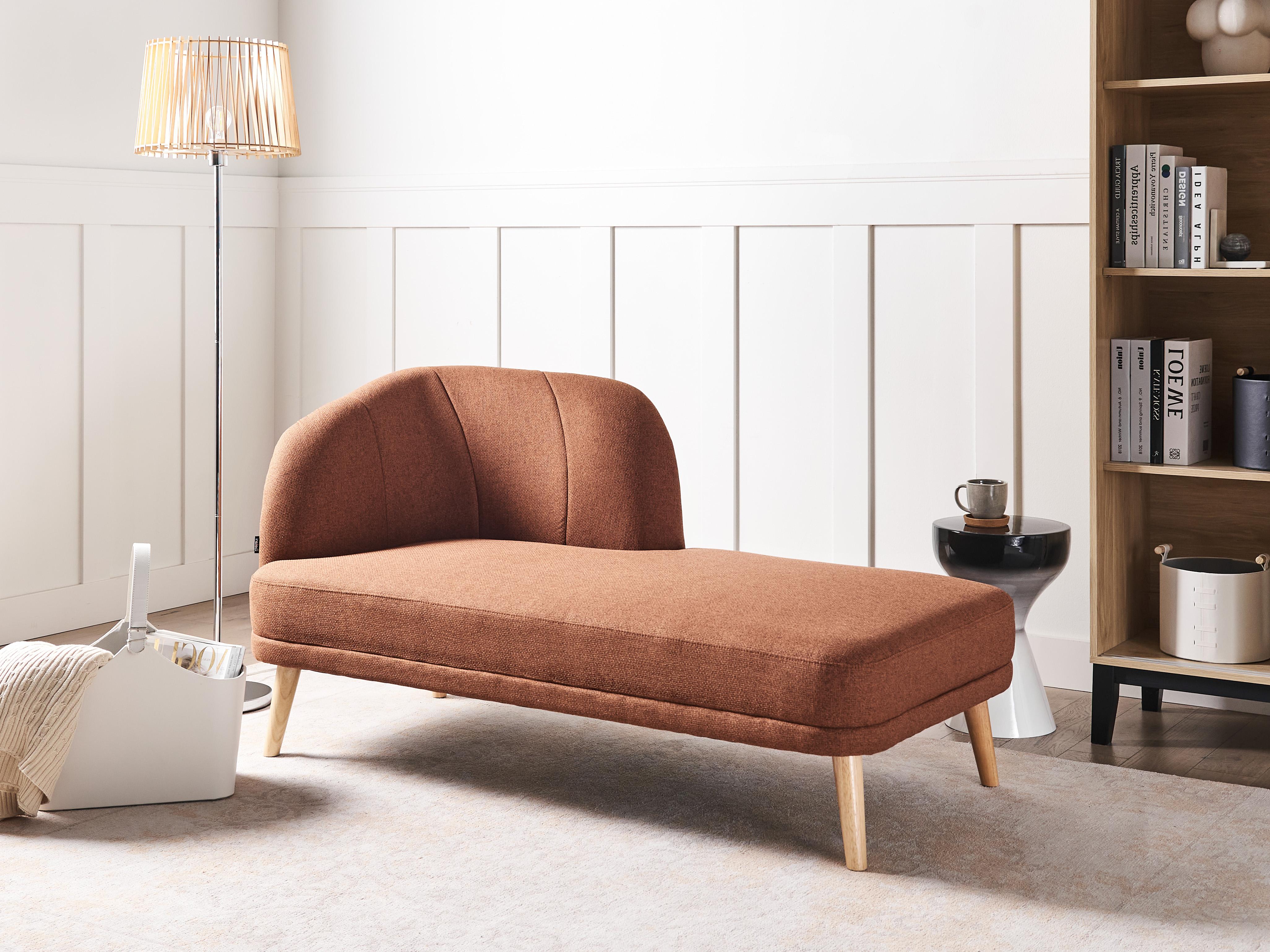 Linkszijdige chaise longue TANLAY Stof Goudbruin