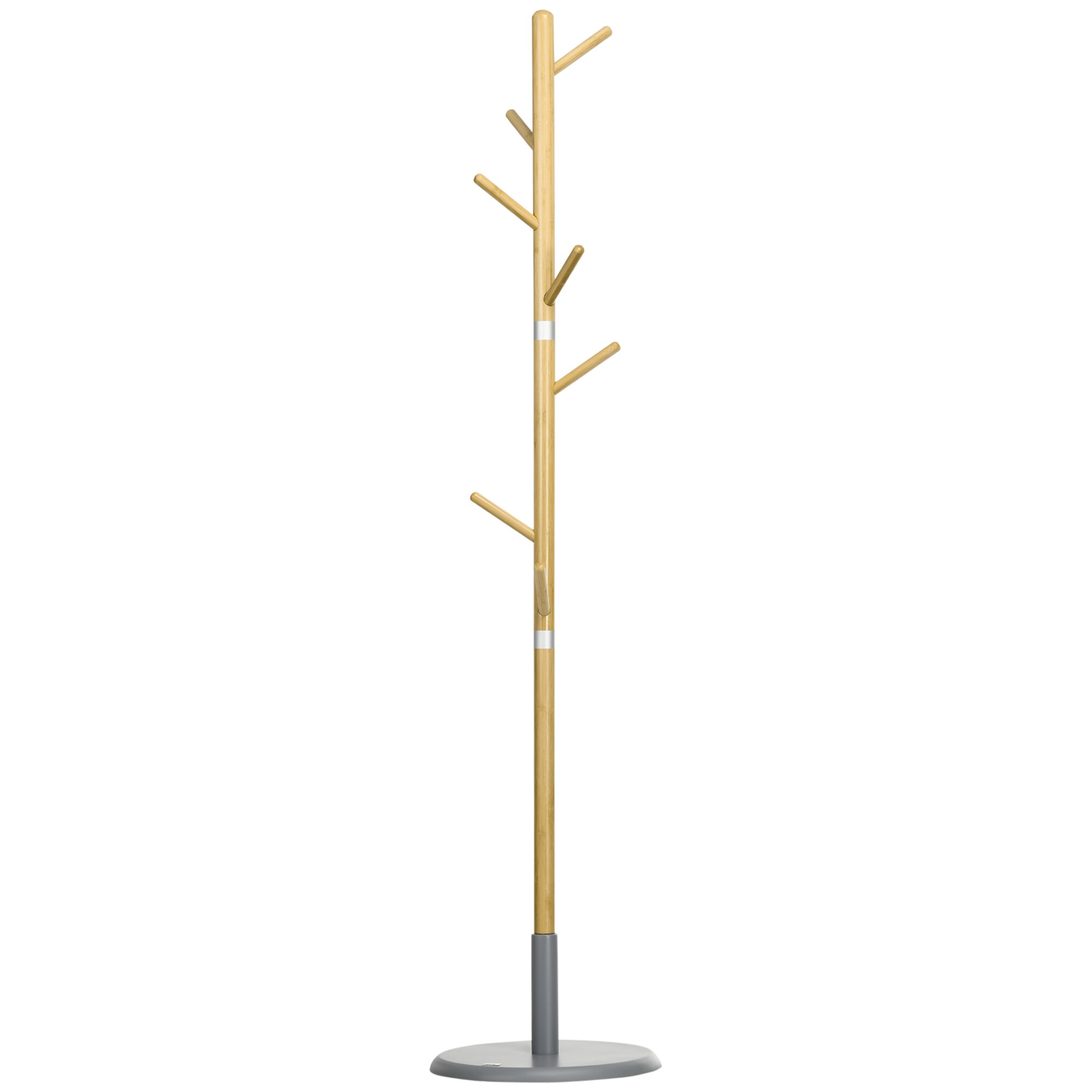 HOMCOM Garderobenständer mit lackierter Oberfläche natur, grau 37,8L x 37,8B x 175,6H cm
