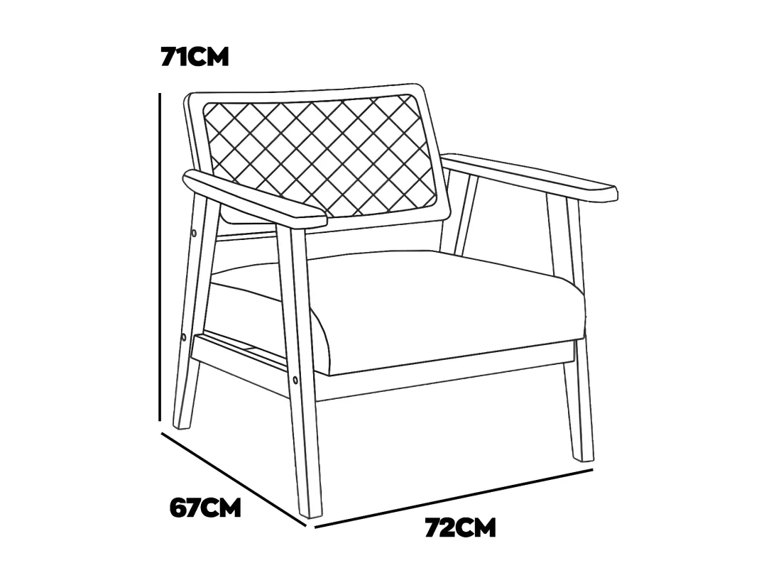 Artena - Fauteuil en bois massif de Parawood avec greffes en polyrattan et assise en velours côtelé