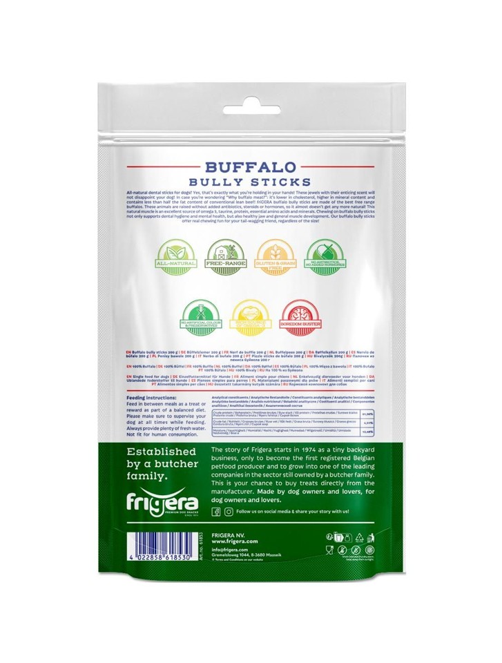 Frigera - Natural Dog Chews Bøffelpinde 200gr