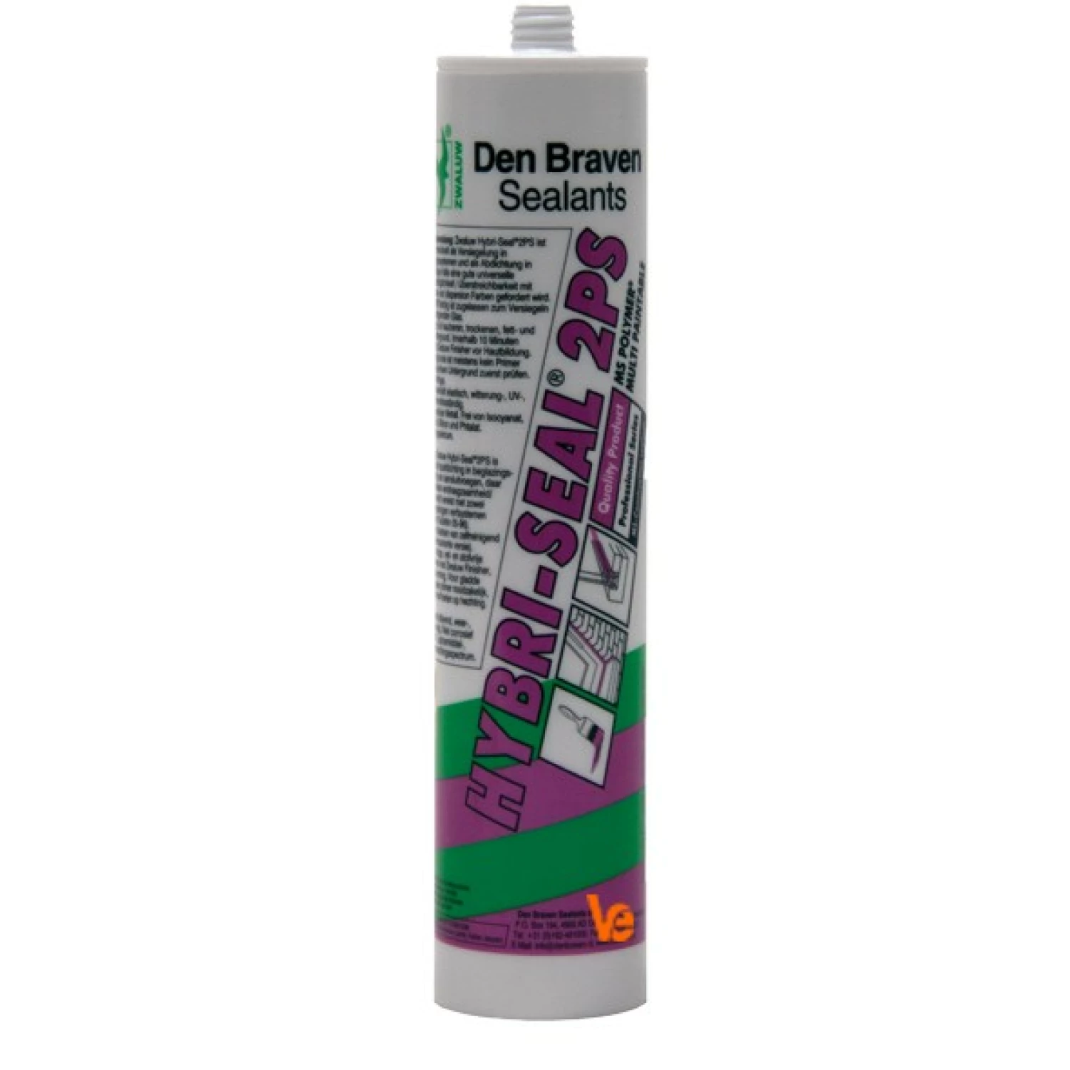 Zwaluw Den Braven Hybriseal 2PS zwart 290ml koker