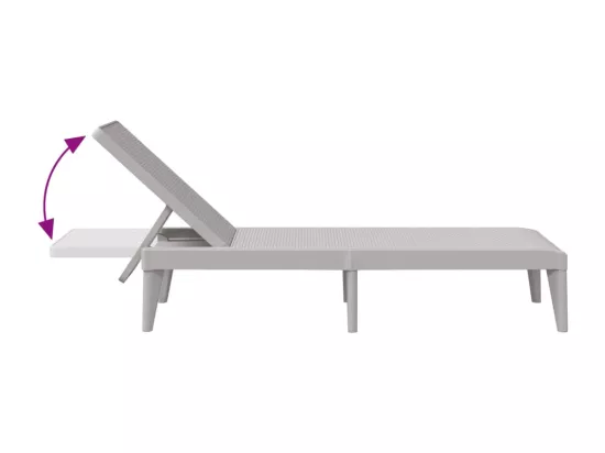 Chaise longue gris 186x60x29 cm PP