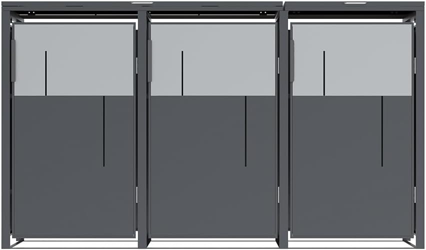 Westmann Tonus 3 | Mülltonnenbox 3er aus Metall | 3x240 L | verzinkt & pulverbeschichtet | mit Gasdruckfedern & Magnetverschluss | Anthrazit