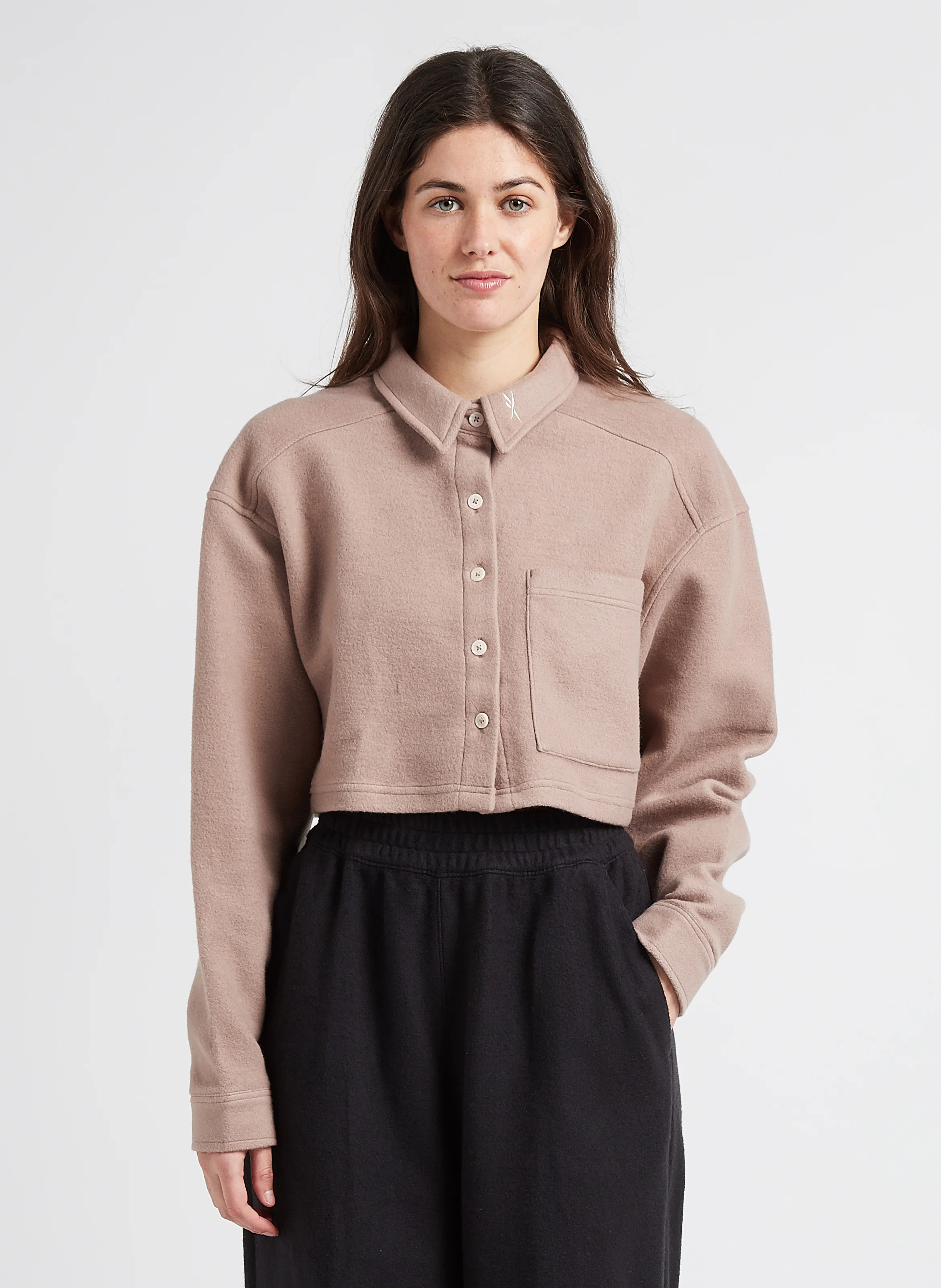 CL WDE - Gilet court col classique en molleton | Beige