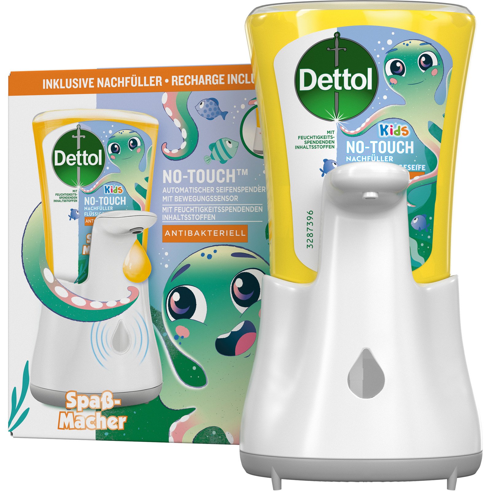 Dettol Starterkit Kids No-Touch Automatischer Seifenspender + Flüssigseife 250 ml