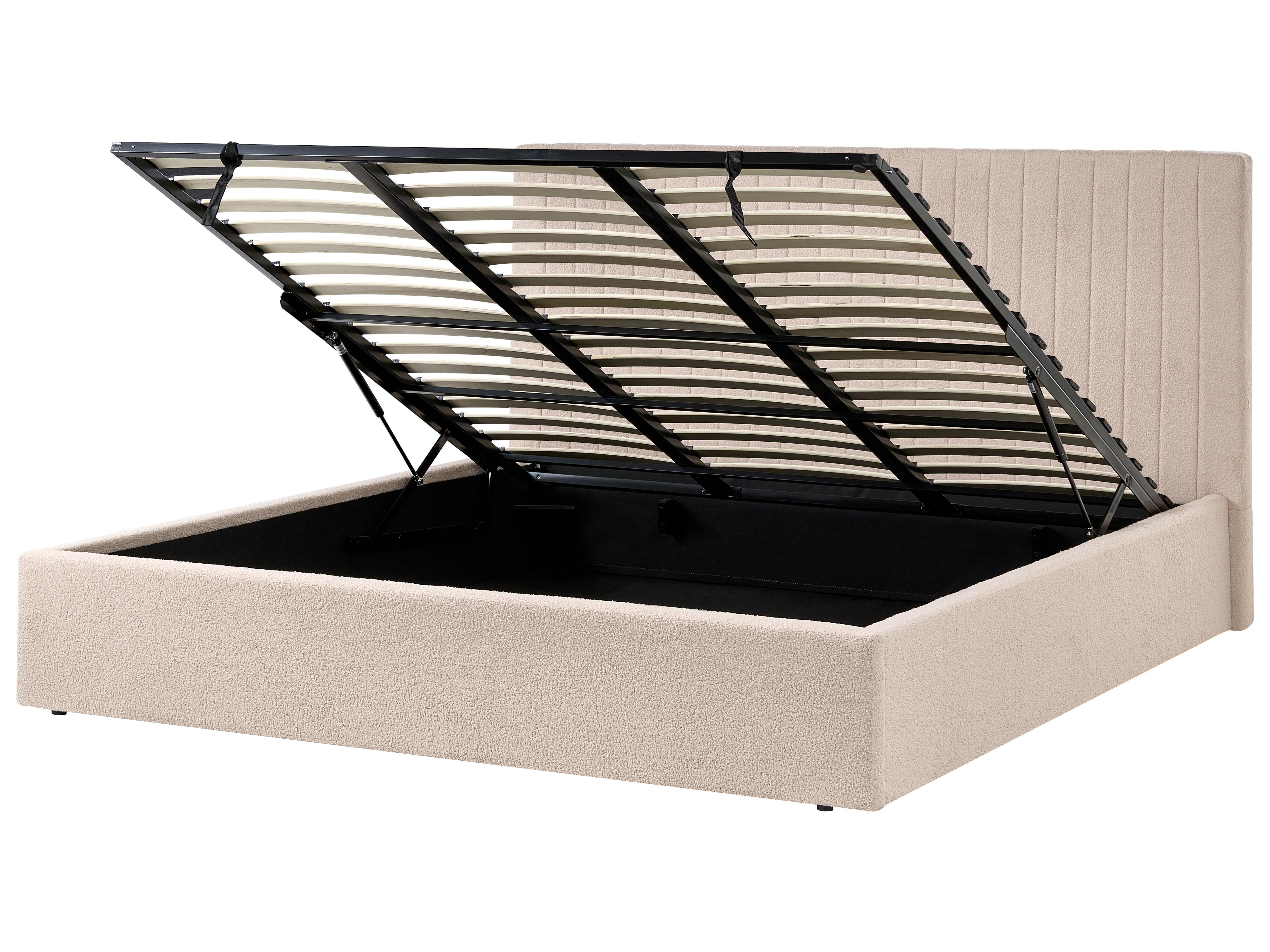 Bed met opbergruimte Bouclé VION 180 x 200 cm Beige
