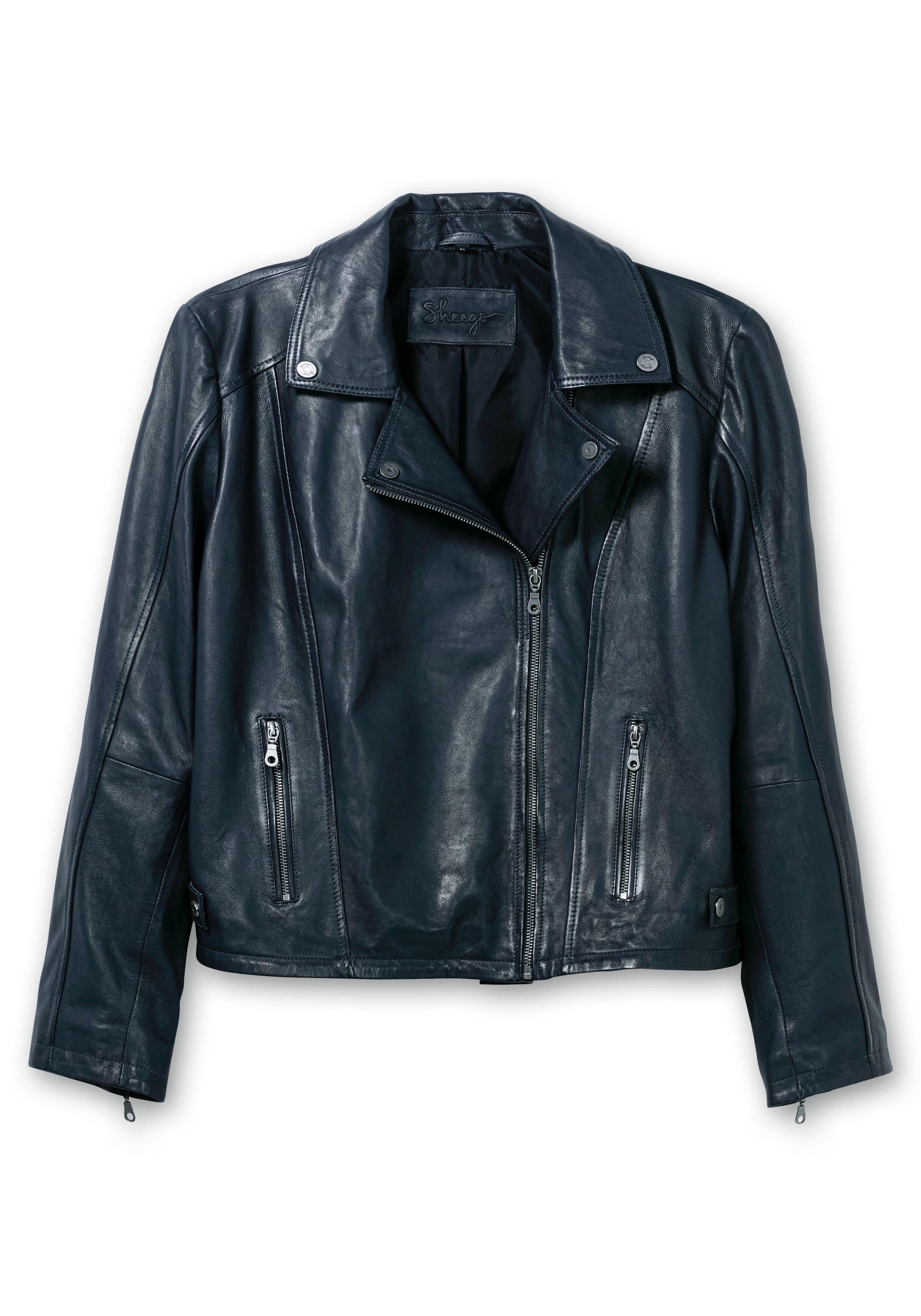 Kurze Lederjacke aus Lammnappa, im Biker-Stil