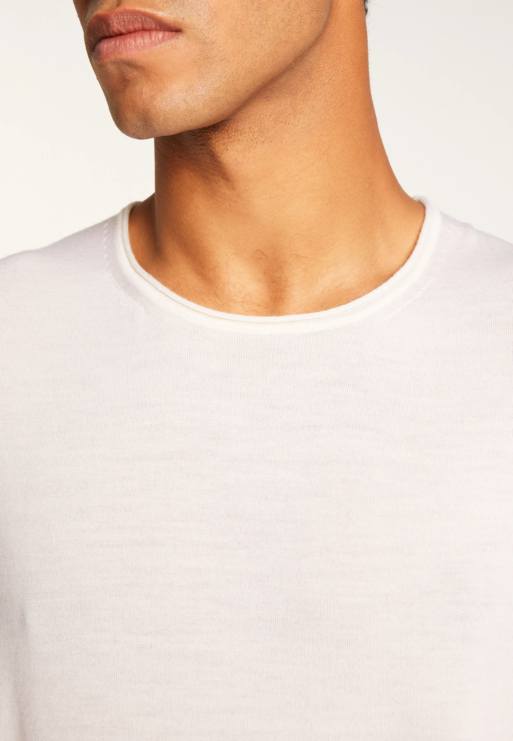 ERINAH24 - Pull col rond en laine mérinos | Blanc