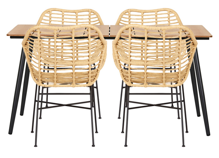 Havebord Beijing sort/teak 148 x 85 cm - Sunlife