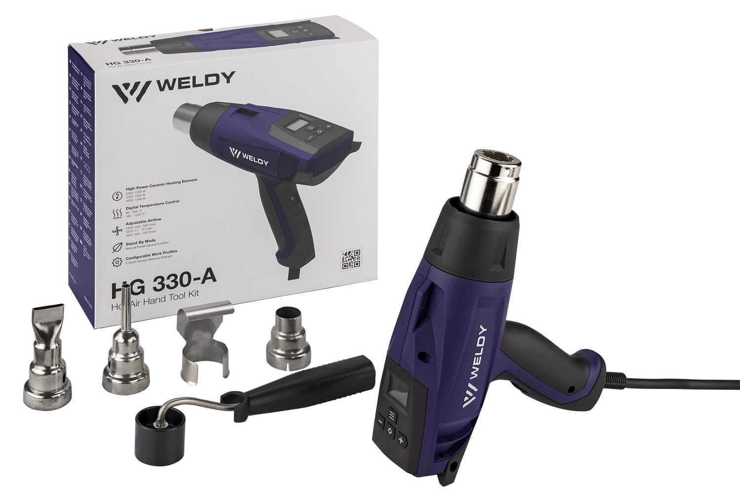 Weldy HG 330-A Heteluchtpistool incl. 4 mondstukken - 2300W