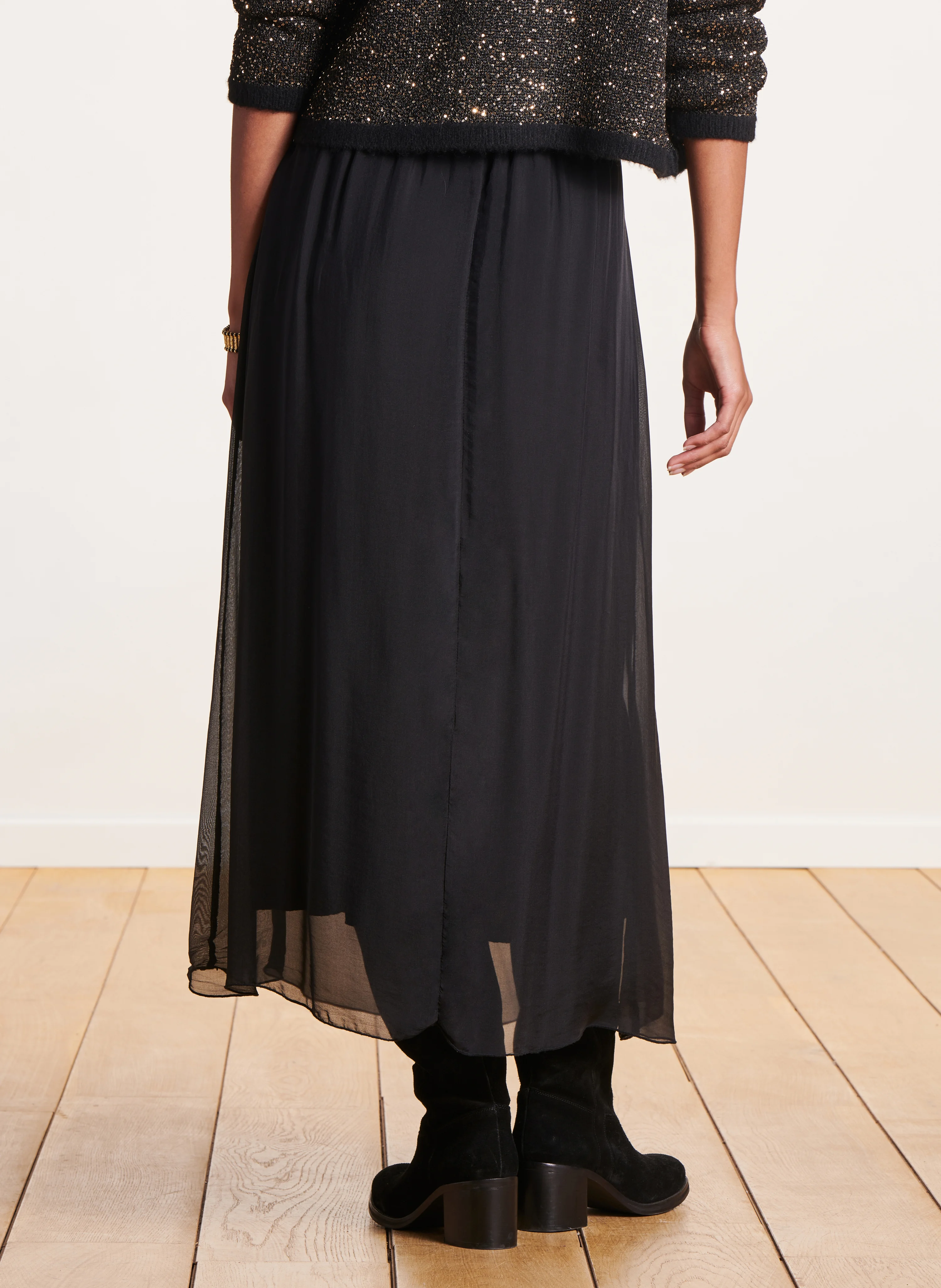 Jupe longue droite| Noir