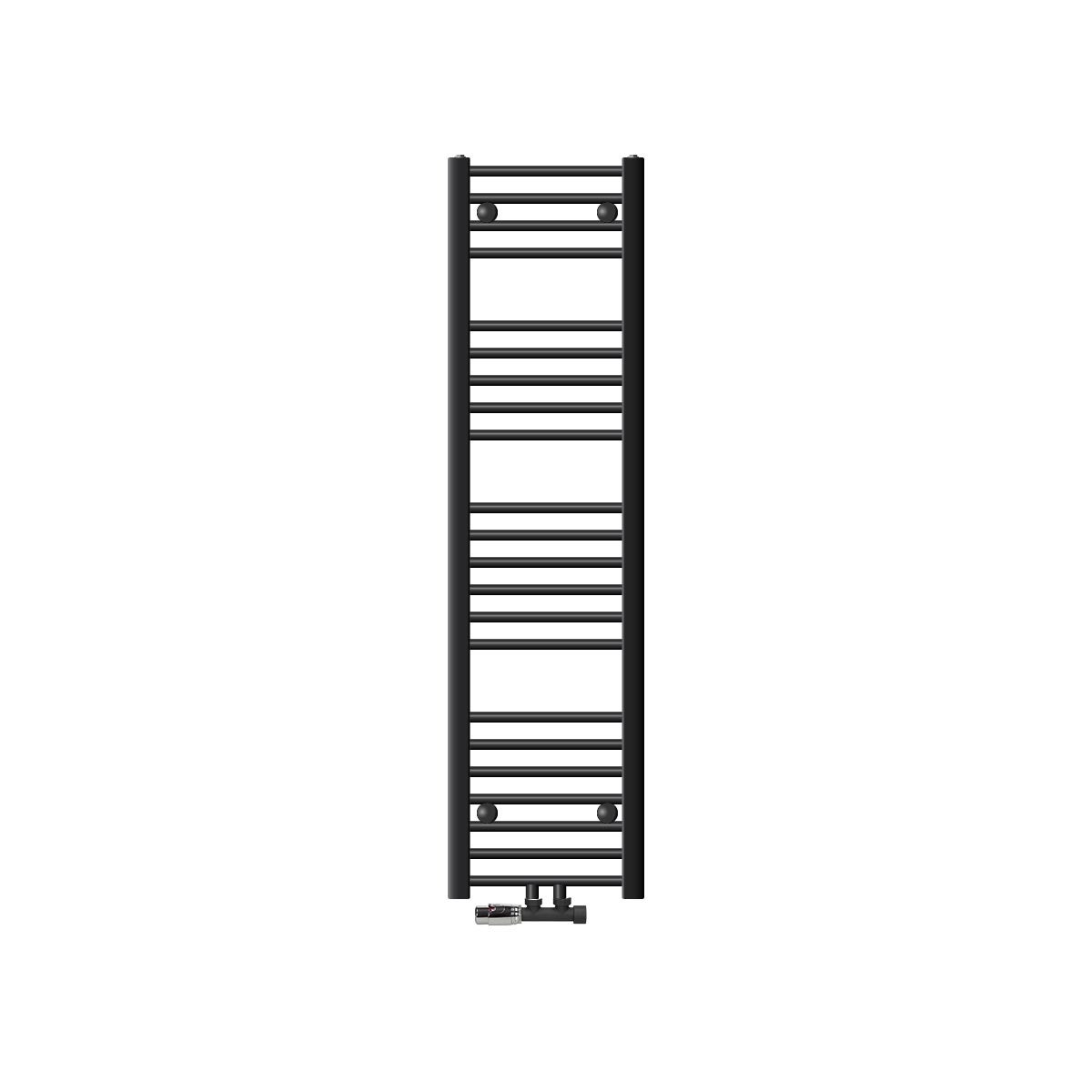 LuxeBath Sahara badkamerradiator, 300x1400 mm, antraciet, recht, met middenaansluiting, inclusief aansluitset met thermostaat, hoekmodel, wandaansluiting, radiator, handdoekwarmer, handdoekdroger, handdoekradiator