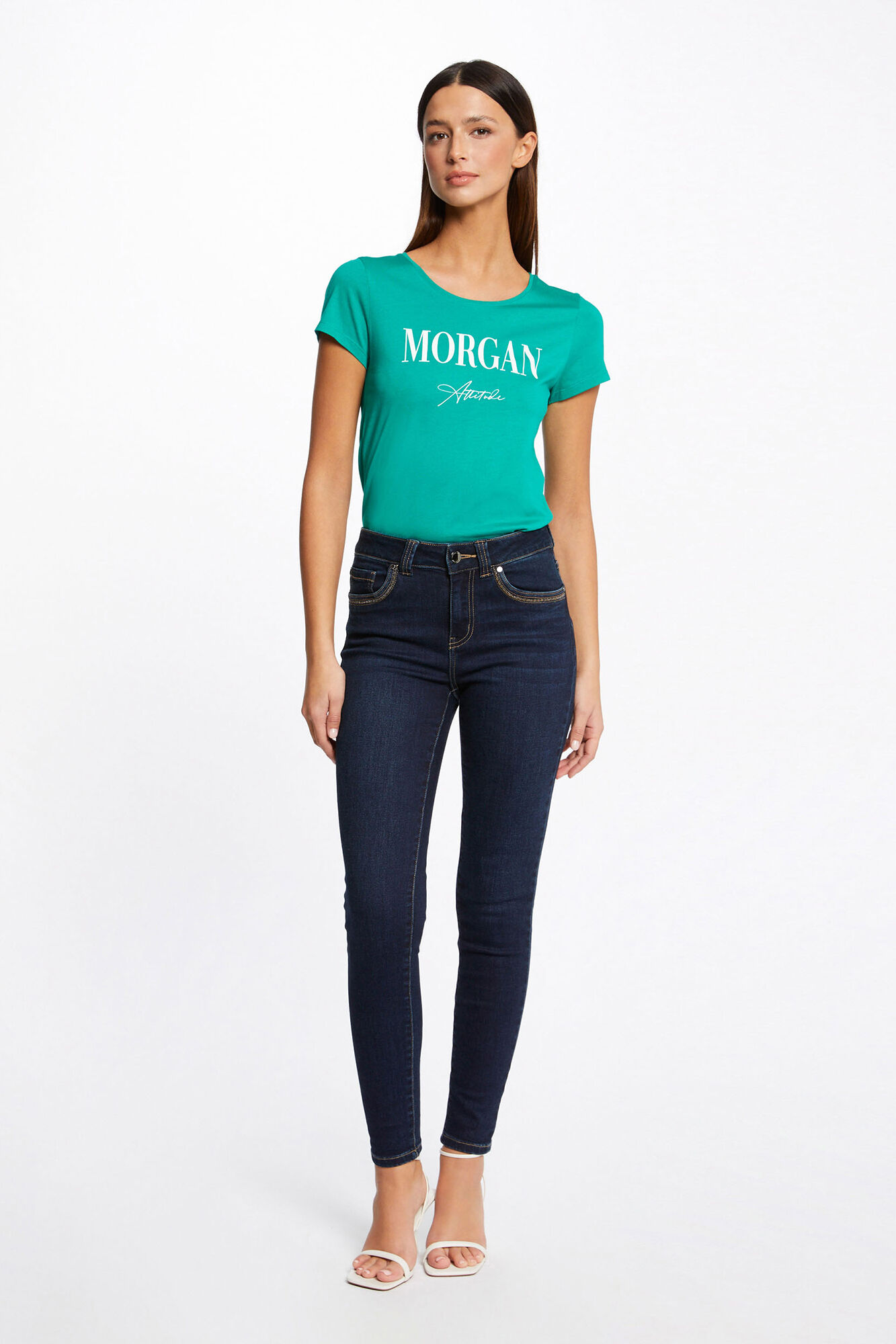 Camiseta de manga curta com mensagem - Verde