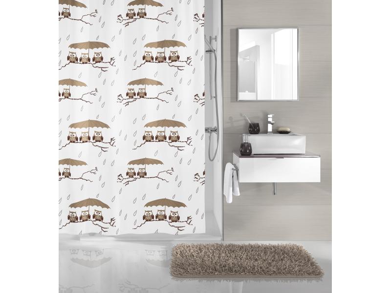 Kleine Wolke Duschvorhang Eulen 180 x 180 cm , Braun/Weiss Duschvorhang aus Polyester