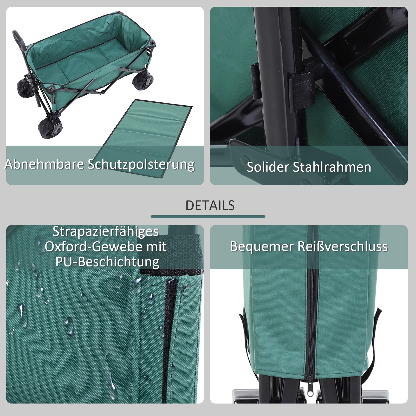 Outsunny Gerätewagen Geräumiges Design, das bis zu 70 kg tragen kann 108L x 53B x 59-89H cm (LxBxH)