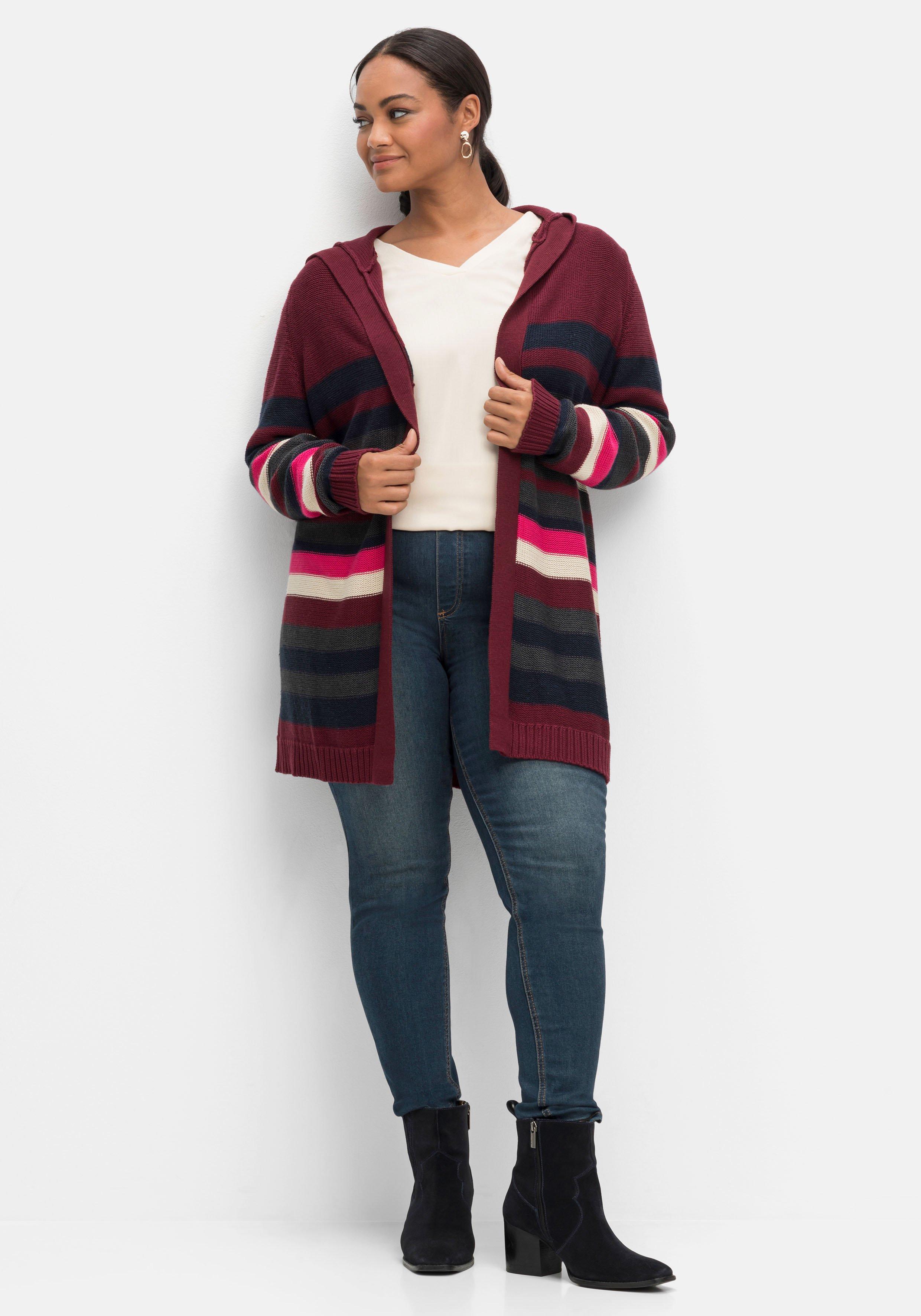Strickjacke mit Kapuze, im Linksstrick