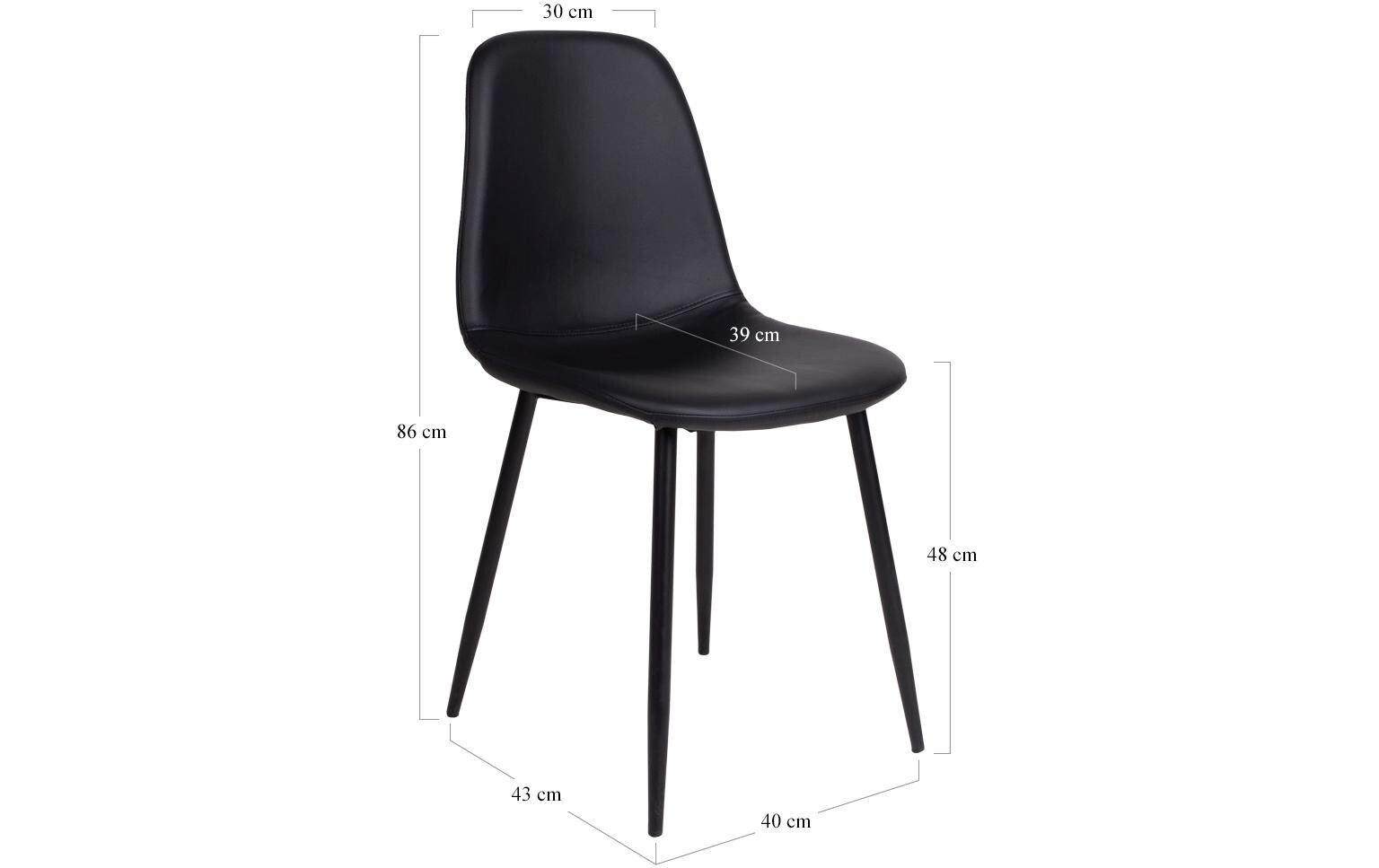Stuhl Stockholm 2 Stück, 86 x 50 cm, Schwarz<br>Stabile Esszimmerstühle