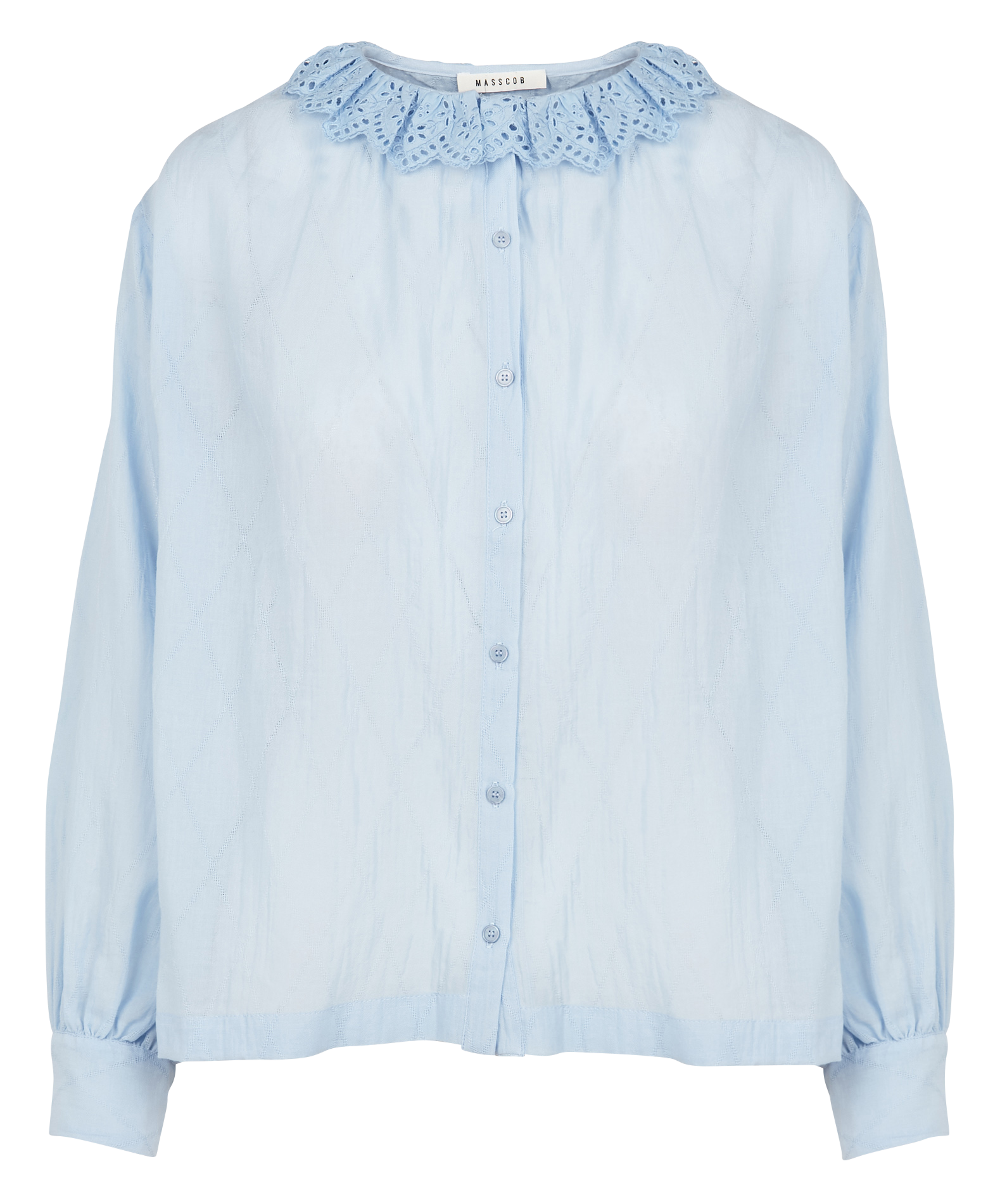 STORA - Chemise col rond brodé en coton| Bleu