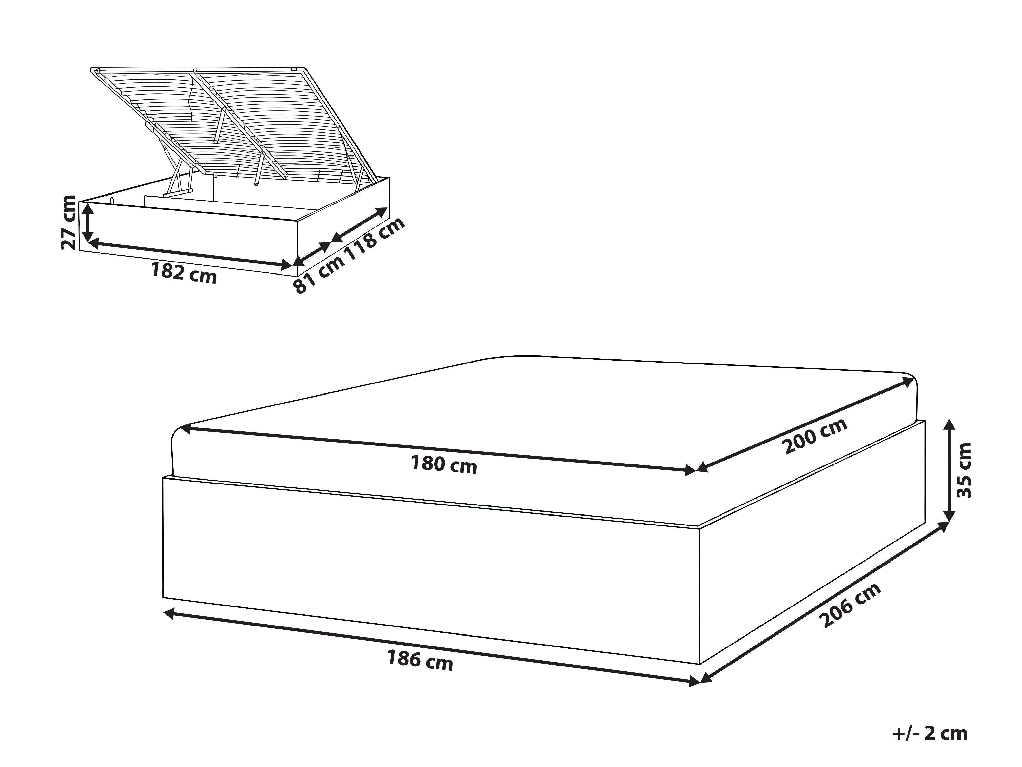 Opbergbed zonder hoofdbord ETEL 180 x 200 cm Lichtbruin