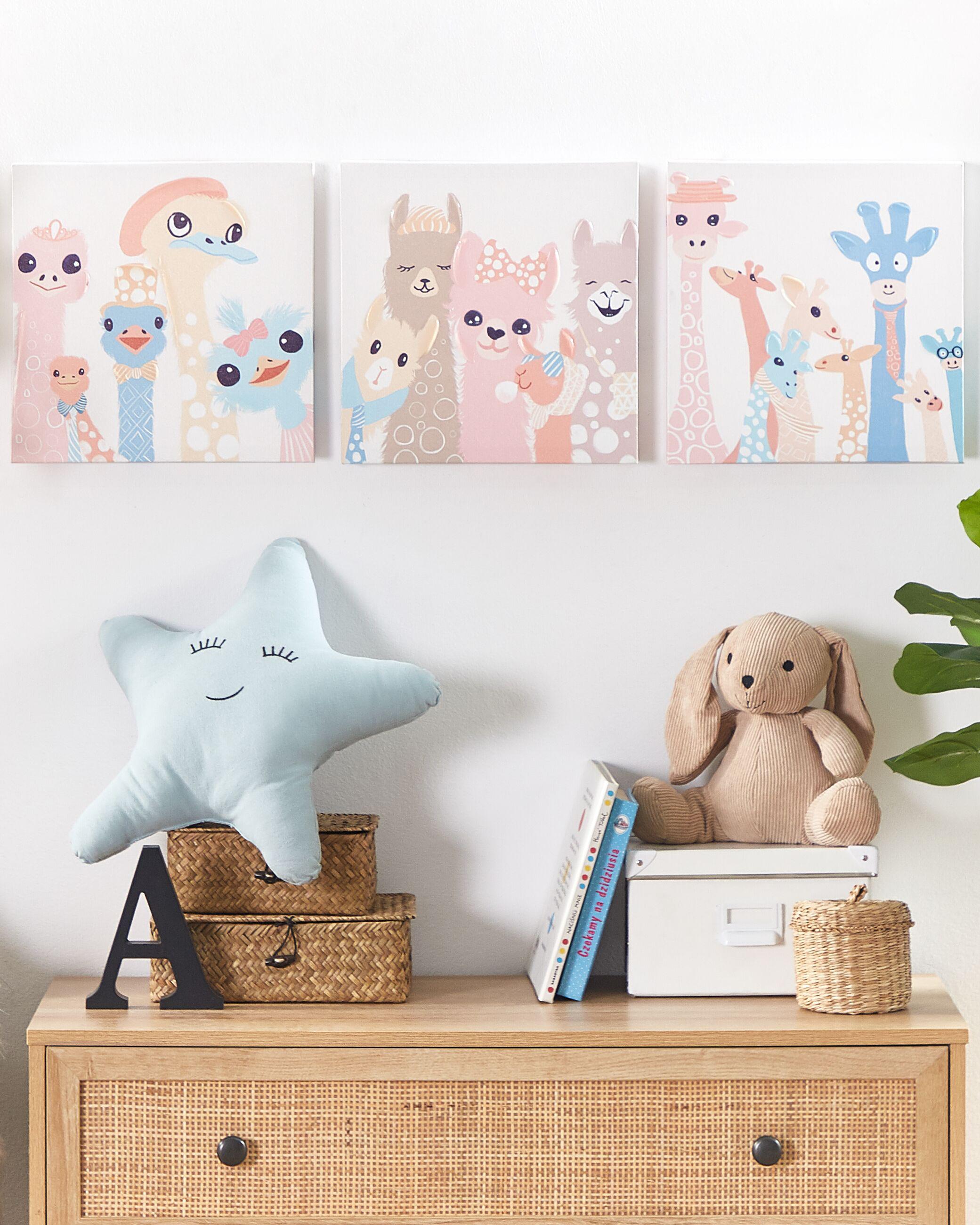 Set van 3 canvassen TILLIA Dieren motief 30 x 30 cm Meerkleurig