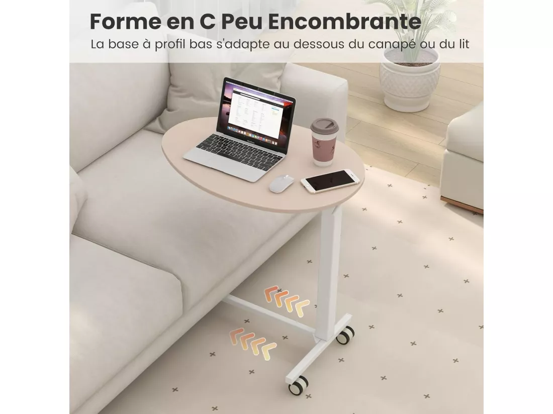 Table bar haute, table mange debout réglable 74-108 cm, roulettes verrouillables